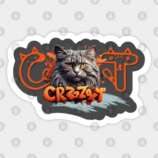 Crazy Cat Person and Proud 1 Sticker by stylishkhan